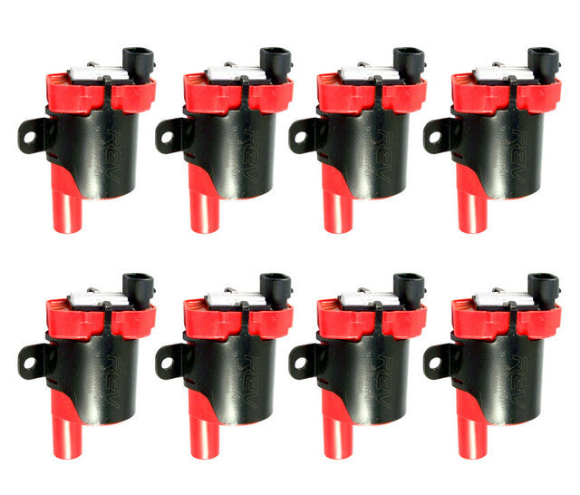REV Ignition 8 High Output GM 10457730 LS Series Round Ignition Coils RD1002R