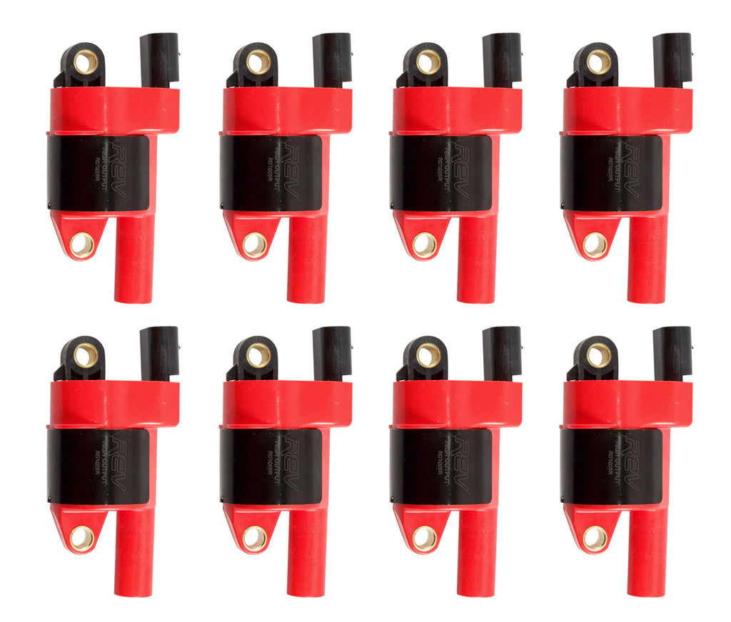REV Ignition 8 High Output GM 12573190 Round Ignition Coils RD1005R